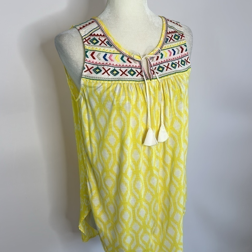 Anthropologie Yellow Patterned Sleeveless Top